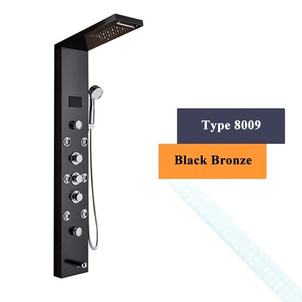 Sort Nikkel Brusepanel, Dobbelt Håndtag Kontrol, Temperatur Display,Sort Bronze 8009
