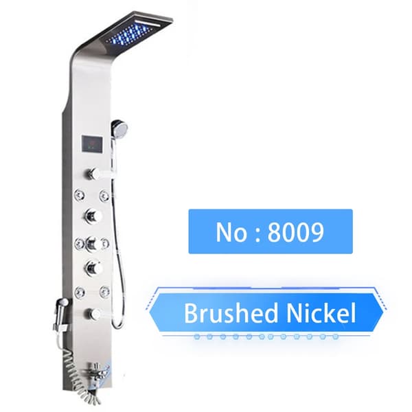 LED Brusepanel, Regnbruser, SPA Massagestråle,Børstet nikkel 8009