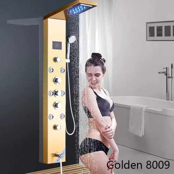 LED Lysbruserpanel, Moderne Rustfrit Stål Design, Triple Håndtag Kontrol,Guld 8009