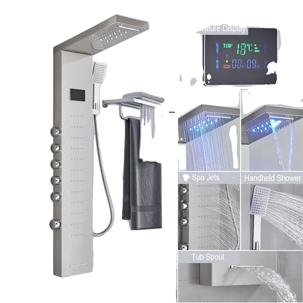 Brusepanel, LED Design, 5 Funktioner,8013 børstet