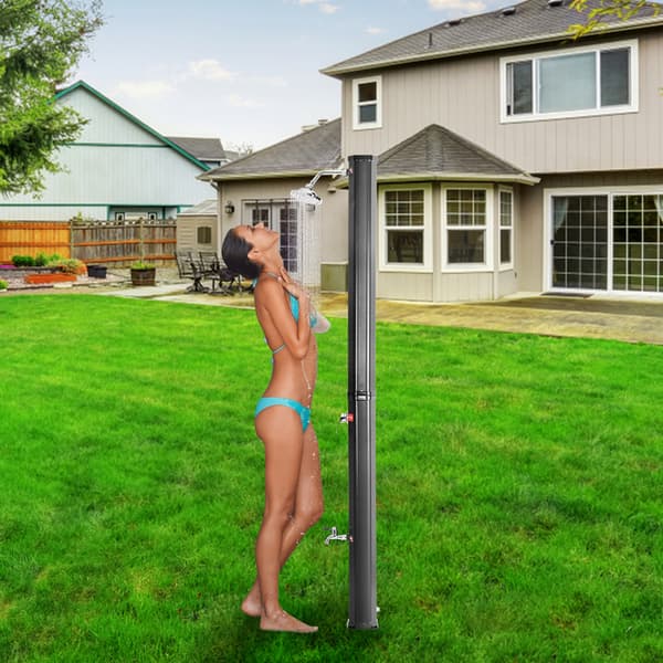 Utomhus solardusch Solardusch för pool Trädgårdsduschar 35L Svart med skyddshölje