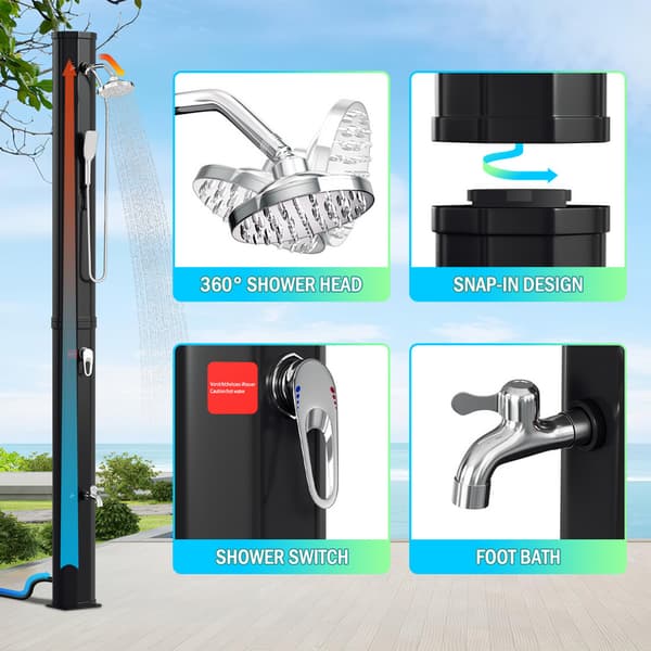 Utomhus solardusch Solardusch för pool Trädgårdsduschar 40L Med skyddshölje och handdusch