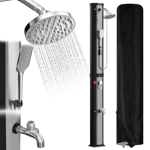 Utomhus solardusch Solardusch för pool Trädgårdsduschar 60L Silver med skyddshölje och handdusch