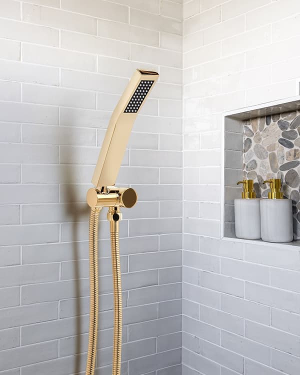 Dusjhode Gull Metall 1 spraymodus Buet form Moderne design Baderom Hånddusj
