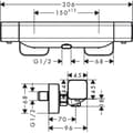 Miniatyrbild 5 av 5: Termostatblandare - HANSGROHE - Ecostat E - Brännskadeförebyggande System - Rektangulär Design - Kromad