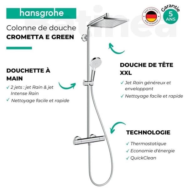 Colonne dusch Showerpipe Crometta E 240 1 jet EcoSmart förkromad Hansgrohe