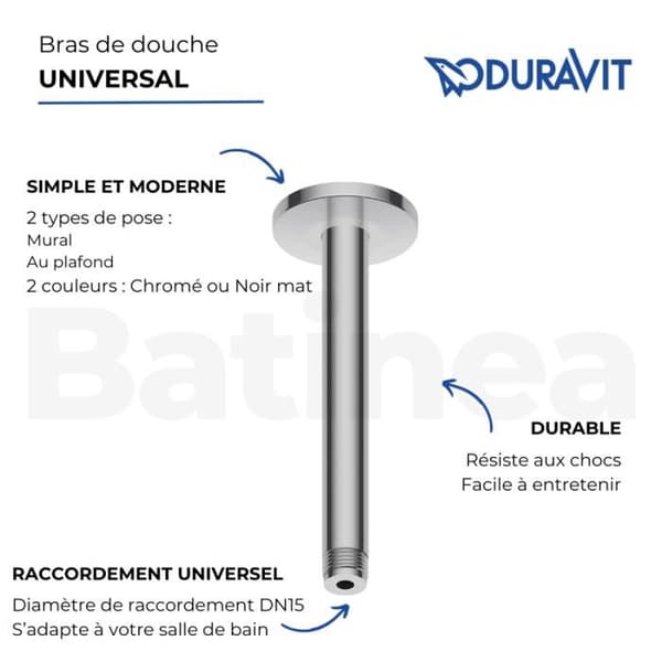 DURAVIT Universal väggmonterad duscharm 41 cm krom