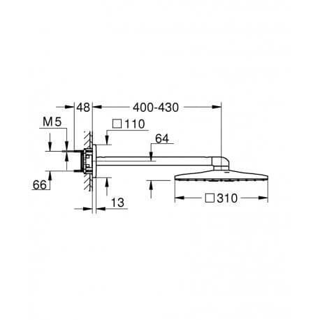 Duschhuvud - Grohe - Rainshower 310 SmartActive - 2 strålar - Krom - Arm 430 mm