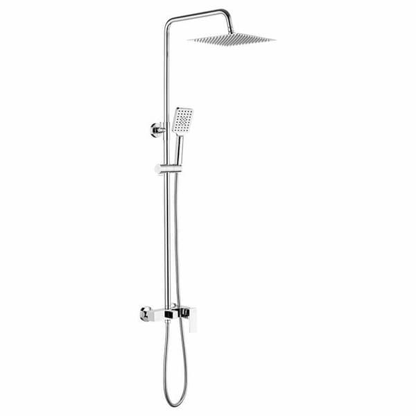 Ibergrif - M17005 - Atenas-Square Column med takdusch och handdusch, flexibel, stöd, krom, silver