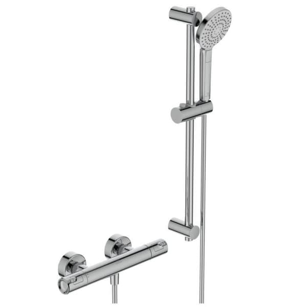 Termostatiskt duschset - Ideal Standard - CERTHERM T50 - 60 bar + 11 cm rund handdusch - Krom