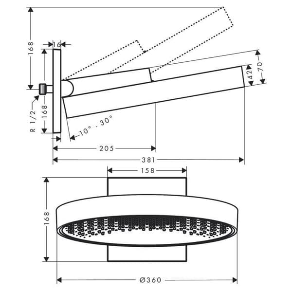 Hansgrohe - Rainfinity 360 takdusch, 1jet med vägganslutning, matt vit (26230700)