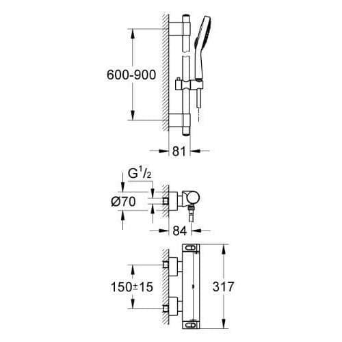 GROHE New Grohtherm 2000 Duschset med termostatblandare 34482001 (tysk import)