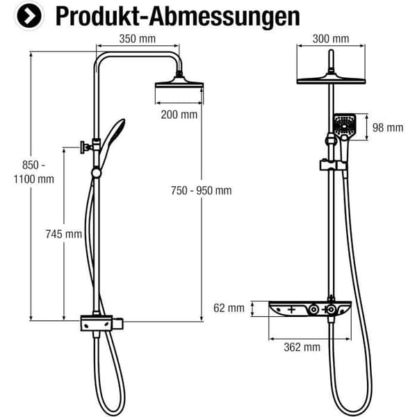 Cornat Komplett Duschsystem Great - Krom med Termostatblandare och Glas Hylla