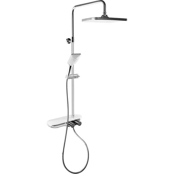 Cornat Komplett Duschsystem Great - Krom med Termostatblandare och Glas Hylla