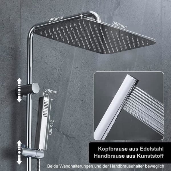 Görbach Väggmonterad Duschkolonn med Justerbara Fästen Badkar Duschset Kit