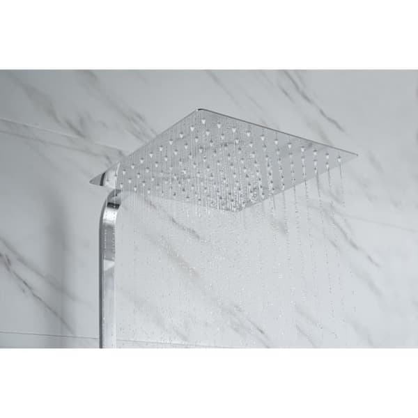 OCEANIC brusesøjle - Termostatarmatur - Højt firkantet brusehoved 30x30 cm - Krom
