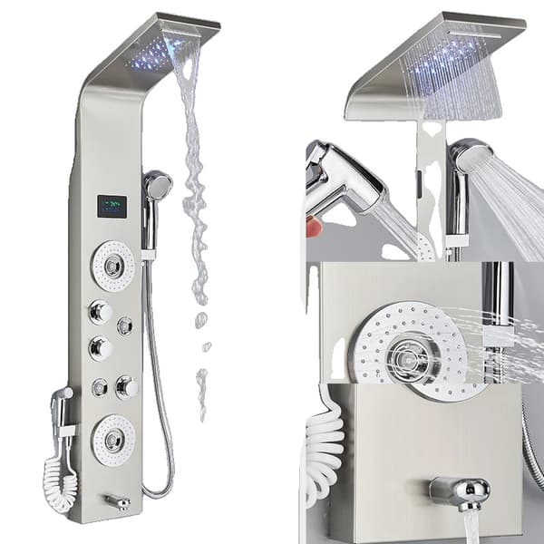 Bruserpanel, LED-lys funktion, tredobbelt håndtag kontrol,Børstet nikkel 8006
