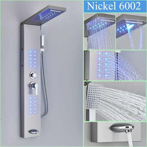 LED Bruserpanel, 4/5 Trins Brusefunktion, Vægmonteret Design,Nickel-F-6002