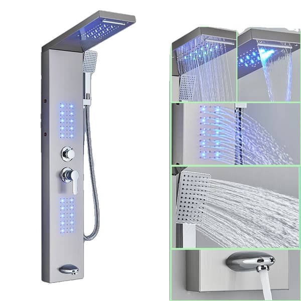 LED Bruserpanel, 4/5 Trins Brusefunktion, Vægmonteret Design,Nickel-F-6002