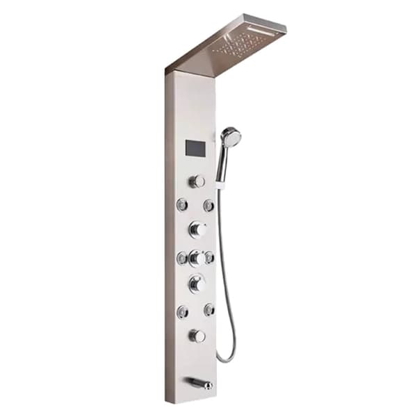LED Duschpanel med Ljus, Modern Design i Rostfritt Stål, Tredubbel Handtagskontroll,Borstad nickel 8009