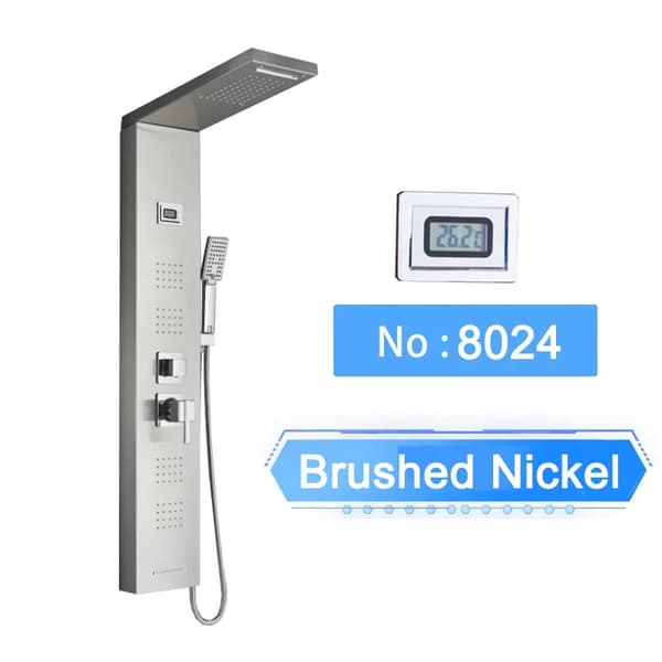LED Bruserpanel, Digital Temperaturvisning, Vægmonteret Installation,Børstet nikkel 8024