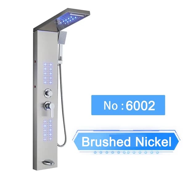 LED Bruserpanel, Digital Temperaturvisning, Vægmonteret Installation,Børstet nikkel 6002