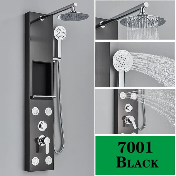 Bruserpanel, regnbruserhoved, roterende SPA-dyser,7001 Sort