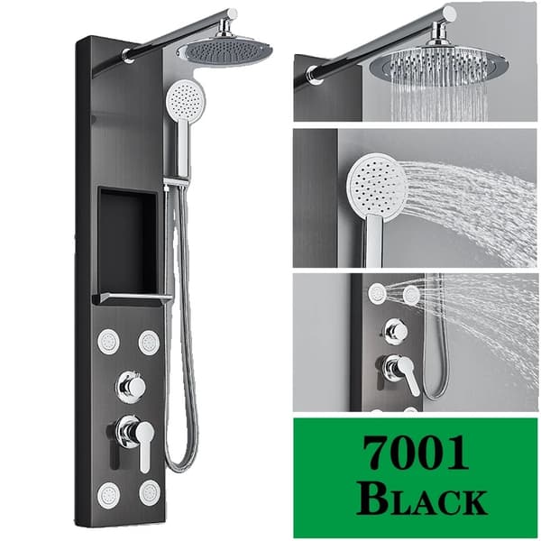 Bruserpanel, regnbruserhoved, roterende SPA-dyser,7001 Sort
