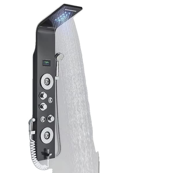Duschpanel Kolumn, LED Regn Vattenfall, Digital Display,Svart 8006
