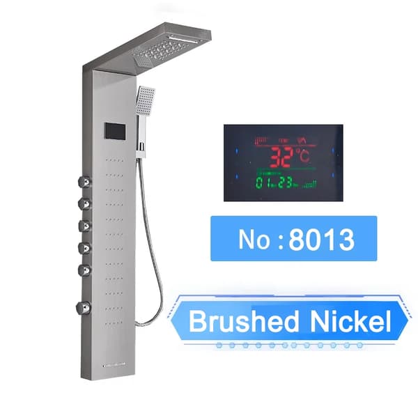 LED Bruserpanel, Børstet Nikkel, Vandtemperaturvisning,Børstet nikkel 8013