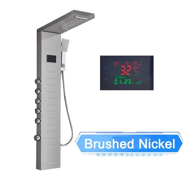 LED Bruserpanel, Børstet Nikkel, Vandtemperaturvisning,Børstet nikkel 8013