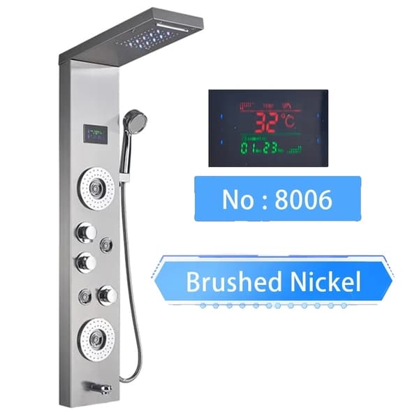 LED Bruserpanel, Børstet Nikkel, Vandtemperaturvisning,Børstet nikkel 8006