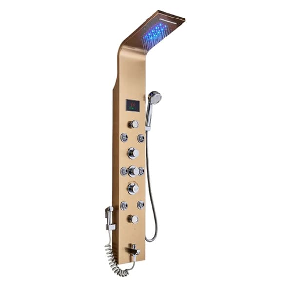 Vægmonteret brusepanel, LED-display, temperaturkontrol, moderne design,Gylden 8009