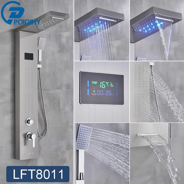 LED Duschpanel, Digital Temperaturdisplay, Multifunktionellt Duschkabinssystem,LFT8011