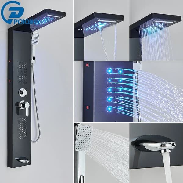 LED Duschpanel, Digital Temperaturdisplay, Multifunktionellt Duschkabinssystem,HFT6002