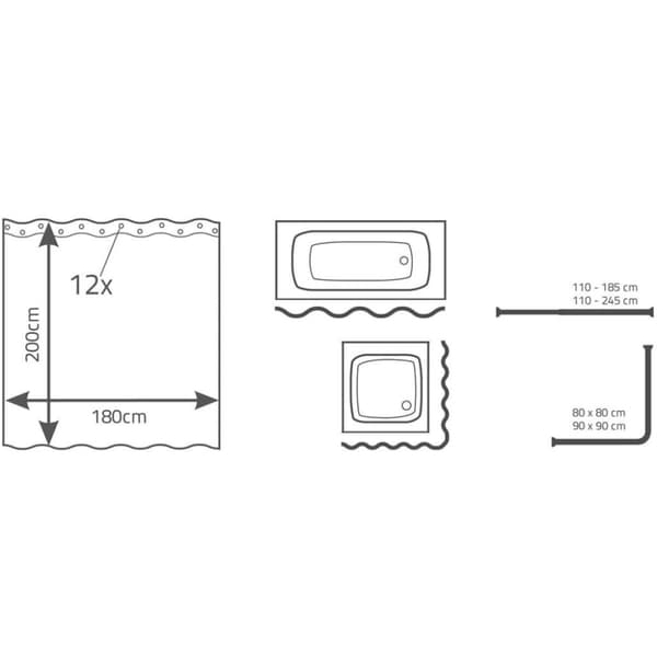 RIDDER Duschdraperi Bambus 180x200 cm
