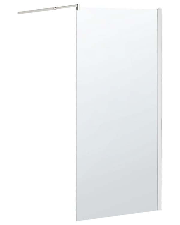 Duschvägg Silverfärgad Ram Härdat Glas Utan Dörr Avskärmning 90 x 190 cm Våtrum Badrum