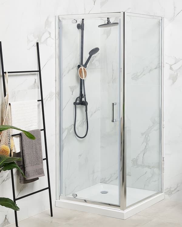 Duschvägg Silver Härdat glas Aluminiumram Enkeldörr Fyrkantig 70 x 70 x 185 cm Modern design