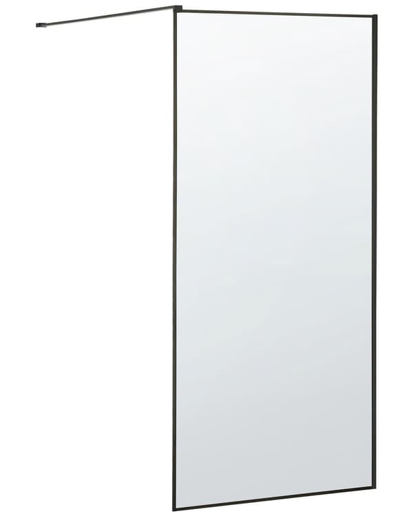 Duschvägg Svart Härdat Glas Ram i Rostfritt Stål Våtrum Badrum Utan Dörr Skärm 90 x 190 cm