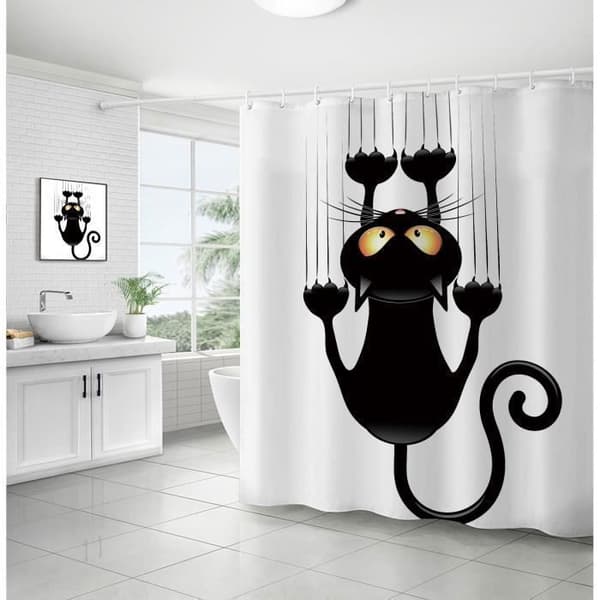 Duschdraperi Polyestertyg Badrum Vattentät Katt 180 X 180cm