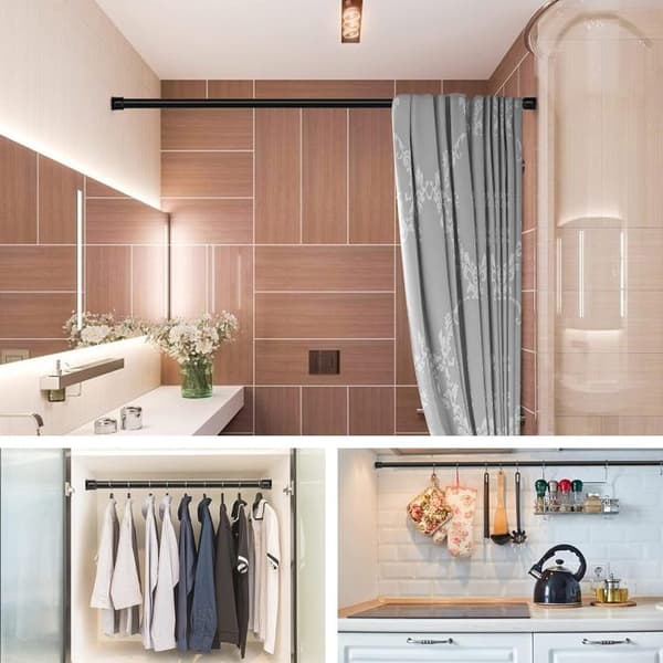 Klädhängare - Svart - 2-pack - 70-120 cm - Utan borrning - Halkfri