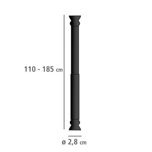 Utdragbar duschstång - WENKO - Aluminium - Svart - 110-185 cm - Fastsättning utan borrning