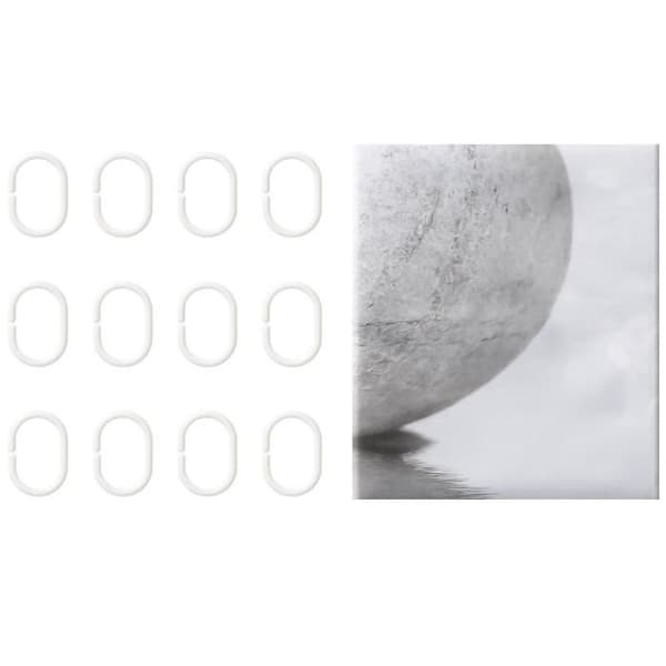 Duschdraperi - Lifewit - Pebble Print - Vattentät - 180x180cm - 12 krokringar