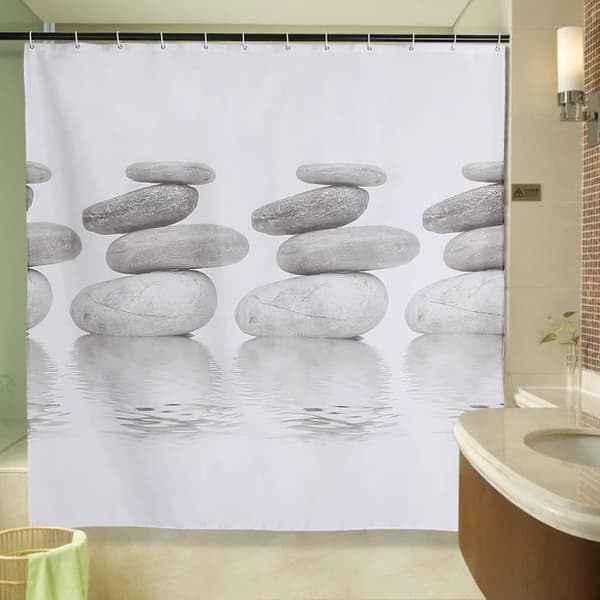 Duschdraperi - Lifewit - Pebble Print - Vattentät - 180x180cm - 12 krokringar
