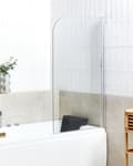Miniatyrbild 2 av 6: Badkars- och Duschvägg Silver Transparent Härdat Glas med Aluminium 140 x 80 cm Justerbar Minimalistisk Badrum