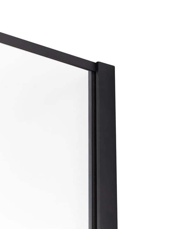 Duschvägg Svart Härdat Glas 100 x 190 cm Rostfritt Stål Ram Våtrum Badrum Utan Dörr Duschskärm