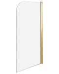 Miniatyrbild 1 av 6: Badkars- och Duschvägg Guld Transparent Härdat Glas med Aluminium 140 x 80 cm Justerbar Minimalistisk Badrum