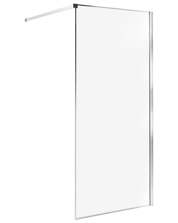 Duschvägg Silver Härdat Glas 90 x 190 cm Rostfritt Stål Ram Våtrum Badrum Utan Dörr Duschskärm