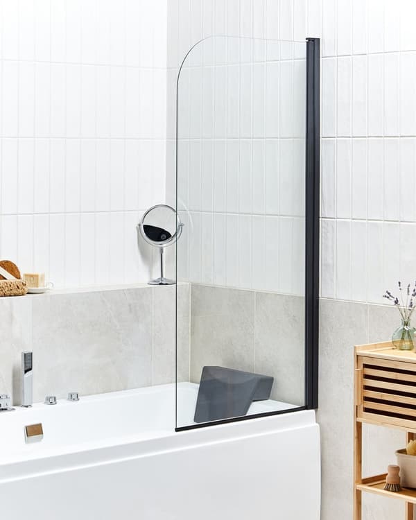 Badkars- och Duschvägg Svart Transparent Härdat Glas med Aluminium 140 x 70 cm Justerbar Minimalistisk Badrum