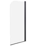 Miniatyrbild 1 av 6: Badkars- och Duschvägg Svart Transparent Härdat Glas med Aluminium 140 x 70 cm Justerbar Minimalistisk Badrum